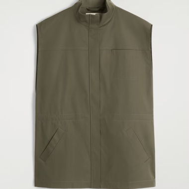 Gilet long sans manches kaki