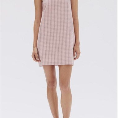 Pink Check Mini Dress - Assembly Label