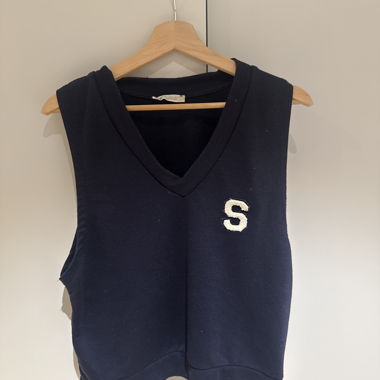 Gilet in maglia con scollo a V blu navy