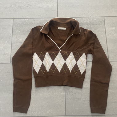Brown Argyle-pattern sweater
