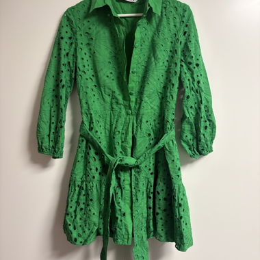 Abito verde Zara con intarsi