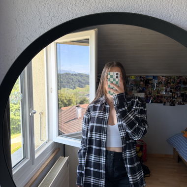 Black and white check shirt