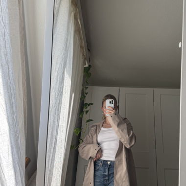 Beige Sherpa rain jacket