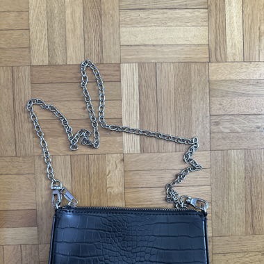 black imitation crocodile bag