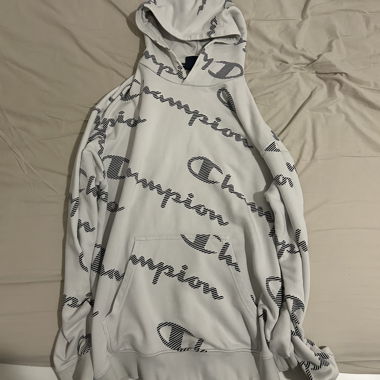 Champion Kapuzenpullover weiss bedruckt