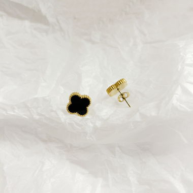 Clover Ohrstecker GOLD BLACK - 18k vergoldet