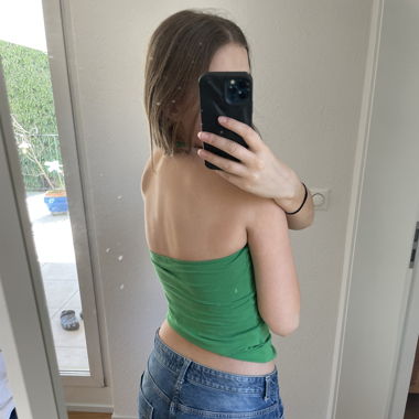 green neckholder top