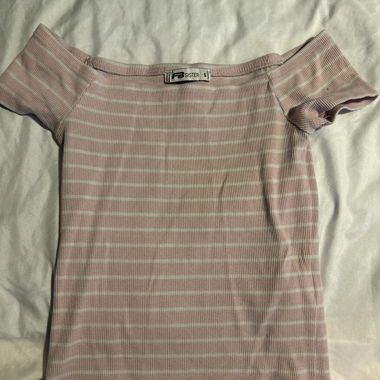 Top bardot rayé rose
