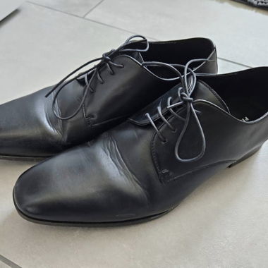 Men's Black Leather Lace-Up Shoes