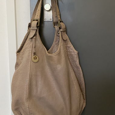 Borsa shopper in pelle color taupe