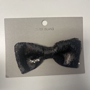 Black sequin bow tie River Island