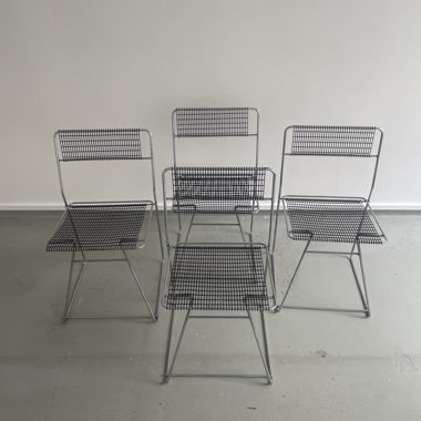 Lot de 4 chaises type Wired Banhaus chrome 70s