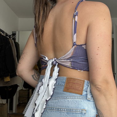 lilac crop top with open back