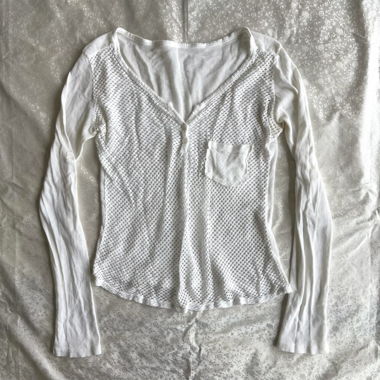 “Story trait” Made in Italy mesh long sleeve top