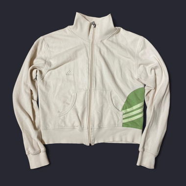 Vintage Adidas Cream and Light green zip up jacket