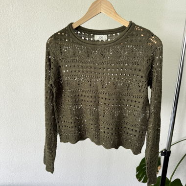 Maglione traforato color kaki, XS