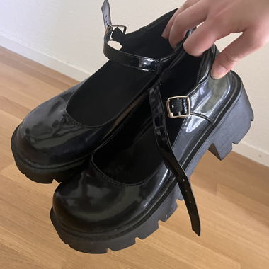Black Platform Shoes with Straps
