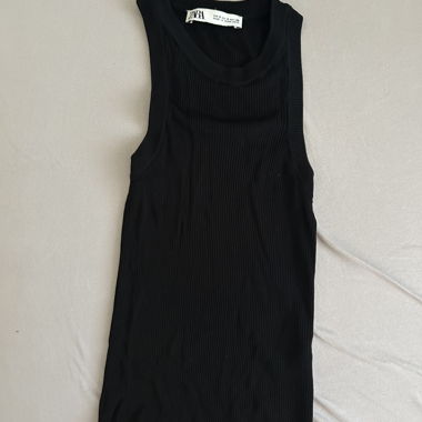 Débardeur côtelé noir Zara