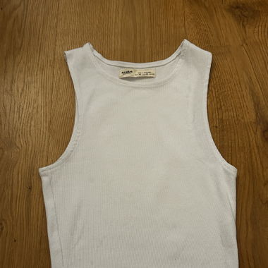Pull & Bear White Ribbed Tank Top
