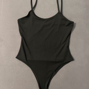 Body nero a spalline, taglia S