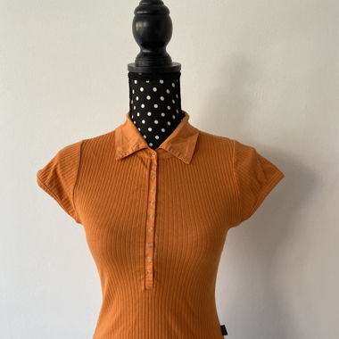 2000s Vintage Top mit Druckknöpfen orange 