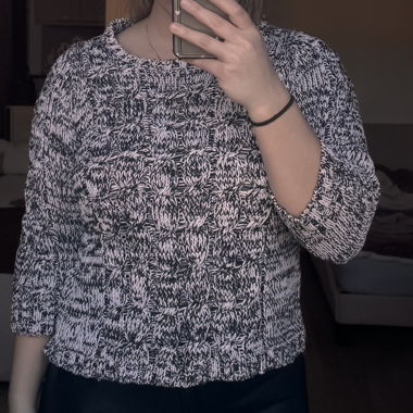 Black and white knitted sweater