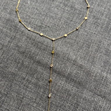 Collier acier inoxydable Y sautoir doré
