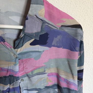 Multicoloured Short-Sleeve Blouse Shirt