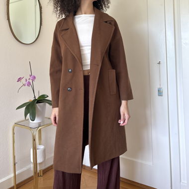Brauner Mantel Midi-Lang