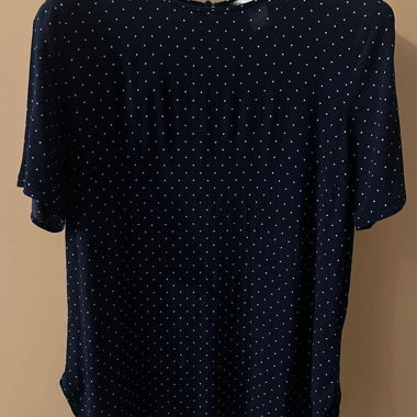 Dark blue blouse with white polka dots size 36