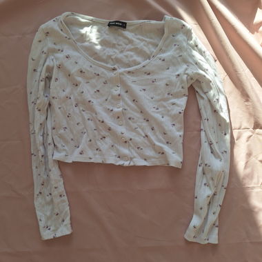 Cute white pointelle longsleeve top