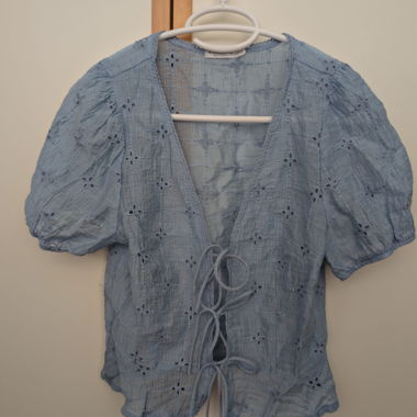 Light Blue Lace Blouse Stradivarius