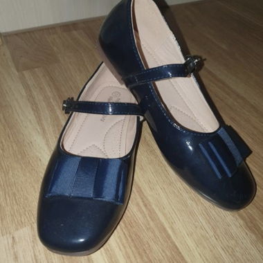 Ballerine blu navy da ragazza con cinturino, misura 35
