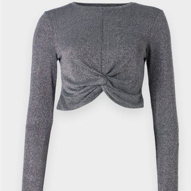 ONLY maglia a maniche lunghe corta argento, taglia L