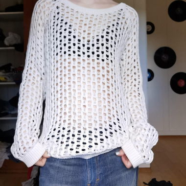 Pullover bianco oversize trasparente