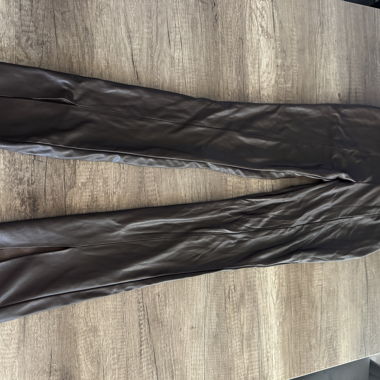 Brown faux leather trousers