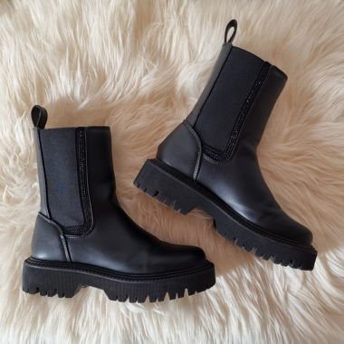 Kunstleder Boots mit Strass