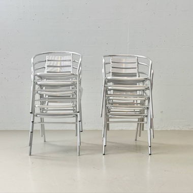 4 chaises de jardin solides en aluminium, années 1990