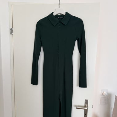 Zara long-sleeve dress dark green size S