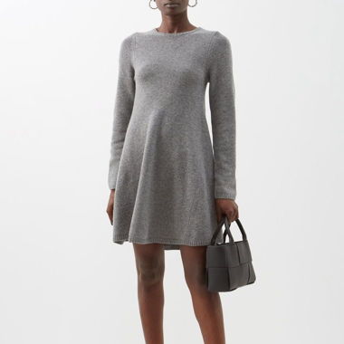 KHAITE Fleurine Robe Mini Évasée en Cachemire