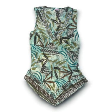 Blue-green 3SUISSES top with prints