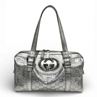 Gucci Interlocking G Monogram Handbag Silver
