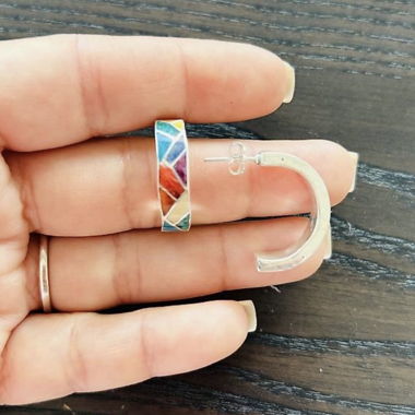 Color Mosaic Hoop Earrings
