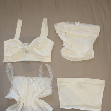 4 white croc tops 