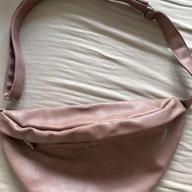 Pink leather waist bag