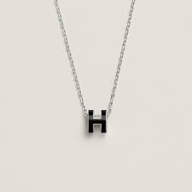 Collier Pendentif Hermès « H » Argent & Émail Noir