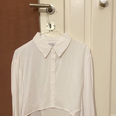 Cropped White Button Up