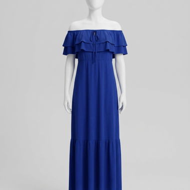 Airy, off-shoulder summer dress in blue