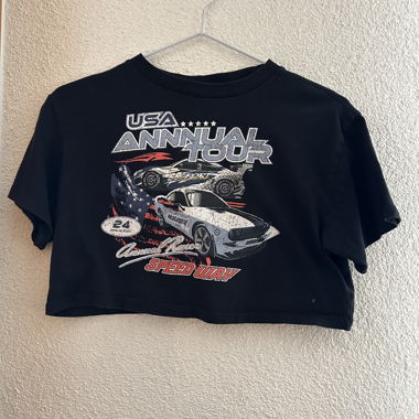 Black Racing Crop Top