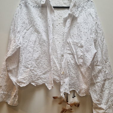 White Lace-Embroidery Blouse